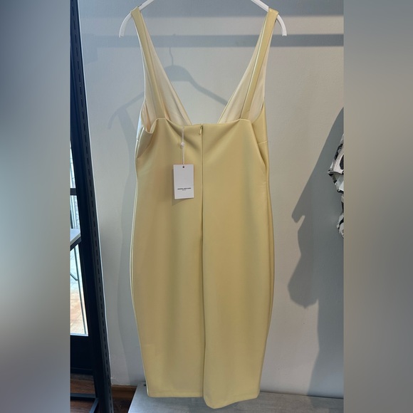Amanda Uprichard Sorvette Pale Yellow V-Neck Sleeveless Midi Dress - Picture 4 of 7